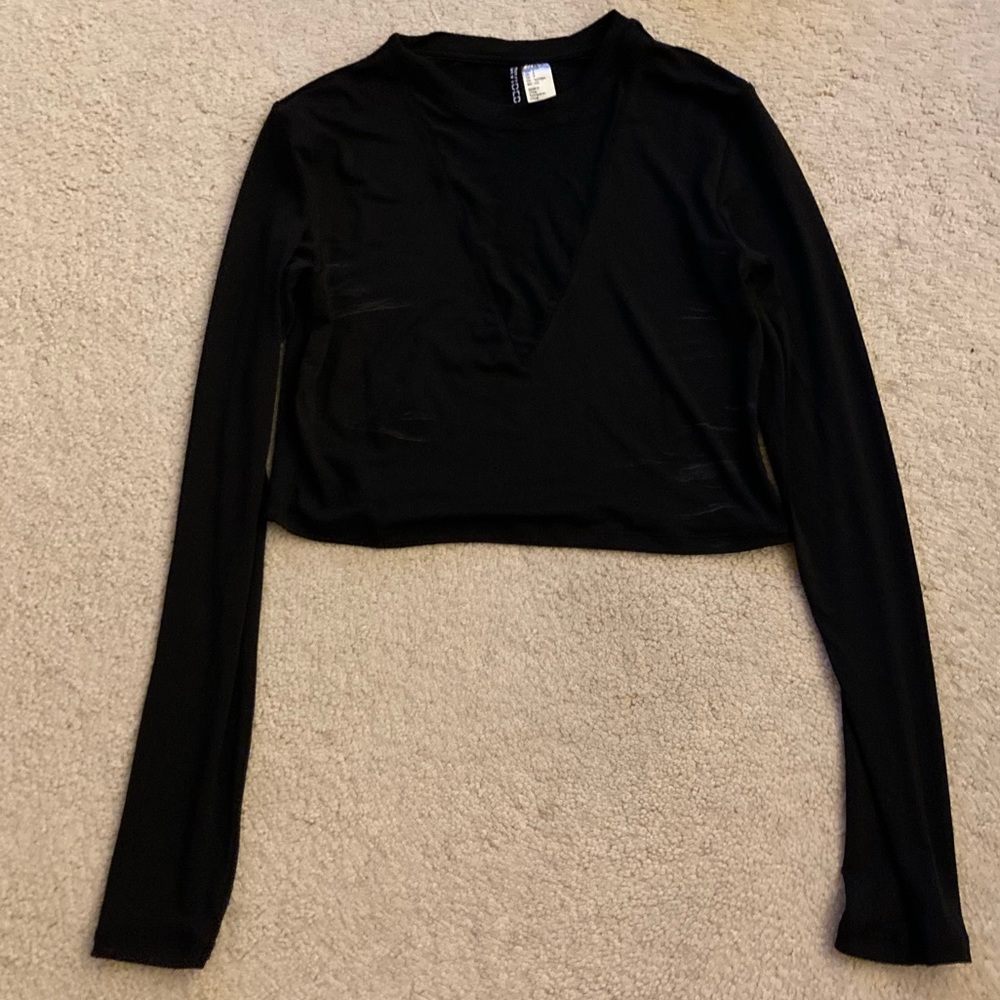 Crop mesh vneck